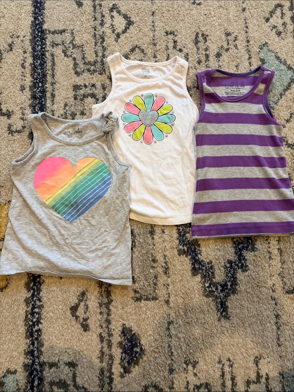 jumping beans Girls Tank Tops Set - Gray, White, Purple